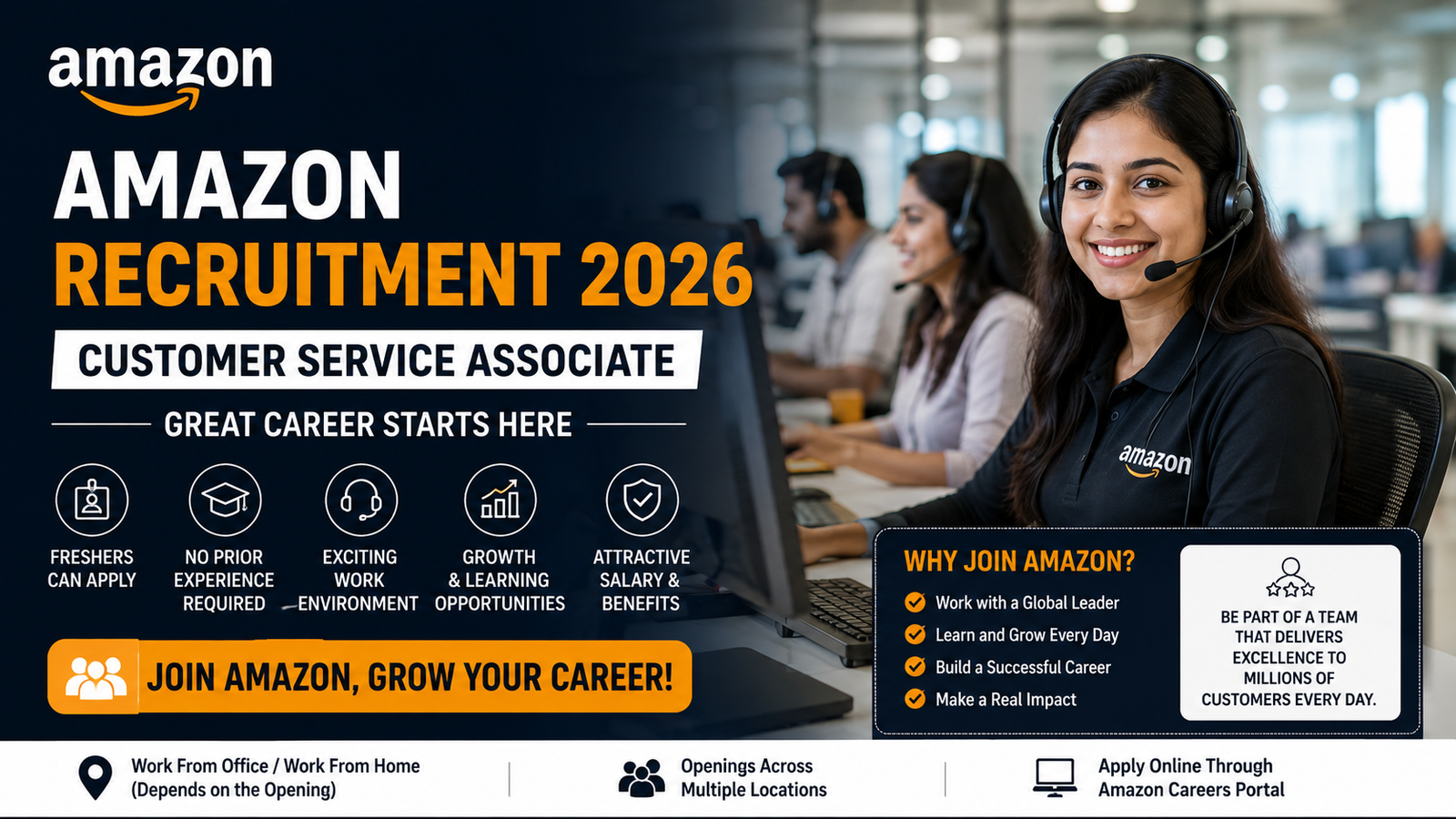 Amazon Recruitment 2026: Customer Service Associate Jobs for Freshers